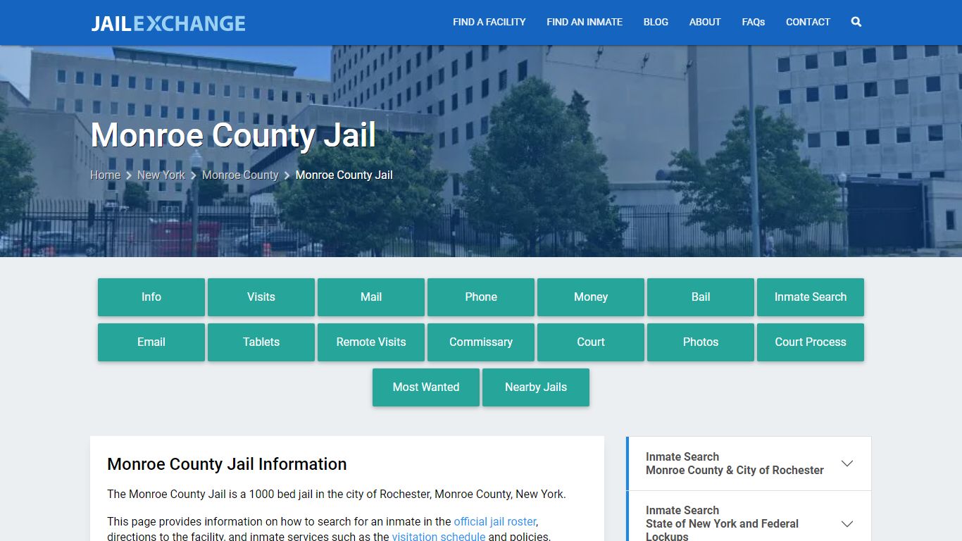 Monroe County Jail, NY Inmate Search, Information